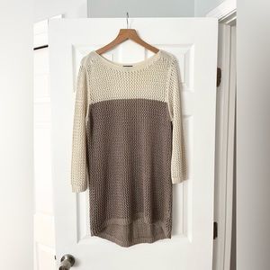 Tan and Brown Long Net Sweater